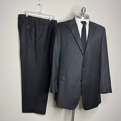 Copply Custom Suit Mens Gray Stripe 100% Wool Size 46XL 40W • $109.99