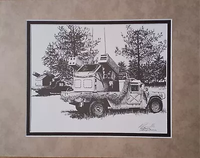 Nick Periello Double Matted Signed Print - Modern Military Ink Stippling (1998) • $44.99