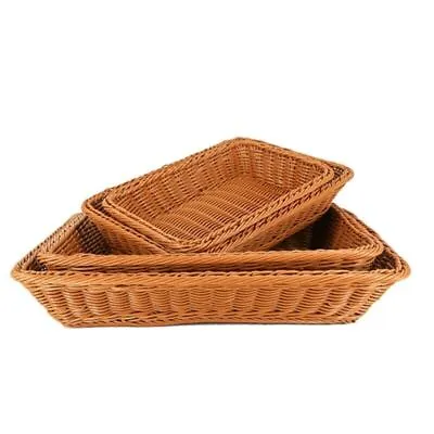 £8.34 • Buy Wicker Woven Storage Basket For Bread  Food Fruit Tray Serving Display Organizer