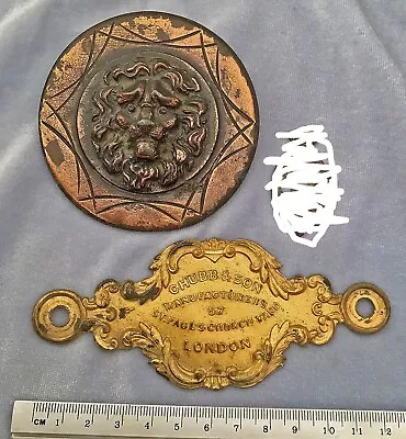 £37 • Buy *RARE Antique Brass CHUBB Fancy Safe Plate / Plaque + LION