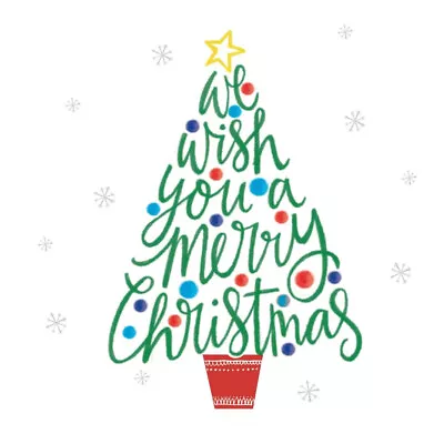 Charity Christmas Card Pack 10 We Wish You A Merry Christmas Tree Script Scope • £2.50