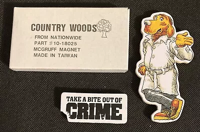 McGruff The Crime Dog Set Of 2 Wooden Magnets In Original Box - Nationwide Promo • $9.95