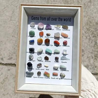 Handmade Framed Rock Gem Crystal Quartz Collection Decor In Shadow Box • $10.99