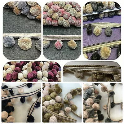 £6.99 • Buy  Designer Gold Black Pink Blue Black Grey Sage Teal  Pom Pom Trimming 