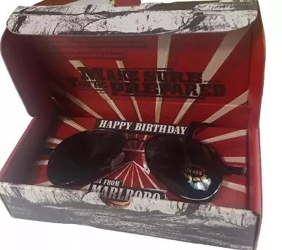 Marlboro Cigarettes Happy Birthday Promo Black Aviator Sunglasses W/Pouch • $17.50