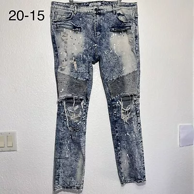 Embellish Distressed Moto Trashed Jeans Men’s Size 34x32. Lots Of Details • $24.99