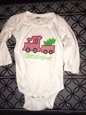 Sz 6 12 M Monag CHRISTOPHER Christmas Shirt Monogram EUC • $8.99