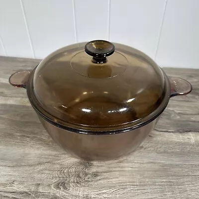 Coring Ware Visions Amber Pot Dutch Oven 4.5 L Stock Pot Lid Pyrex No Chips Nice • $29.99