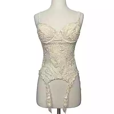 NWT La Perla Ivory Lace Corset Bustier With Garter Straps Bridal Lingerie 36B • $449.95