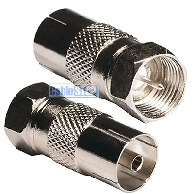 2 X Female COAX Socket To F Type Male Plug TV Aerial Sky Sat Connector Adapter • £2.95