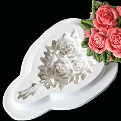 £4.07 • Buy Rose Vine Bouquet Flowers Shape Cake Border Trim Silicone Mould Wedding Fondant