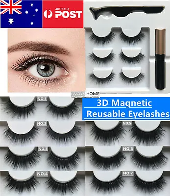 $8.59 • Buy Magnetic Eyelashes Reusable Makeup Handmade False Lashes Extensions Eyeliner