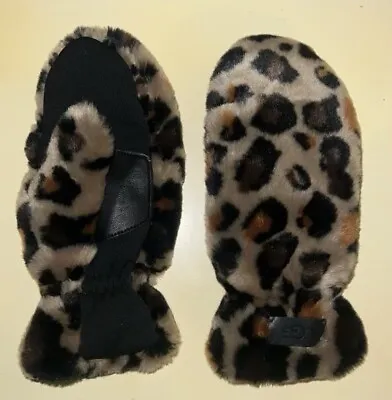 UGG Women's All Over Fur Leopard Spotty Gloves Mittens - Size S/M - NWOT • $49.95