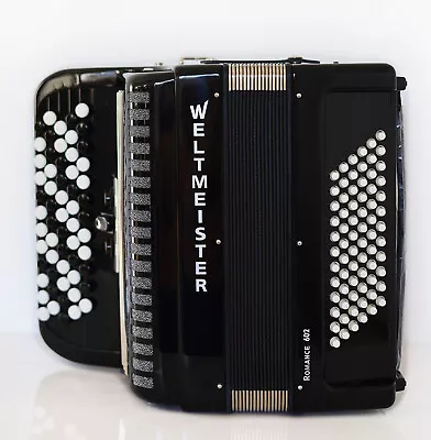 NEW Weltmeister Romance 602 Button Accordion 72 Bass Lightweight B-Gripp Black • $3999