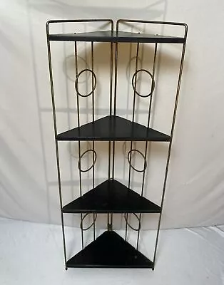 Vintage Mid Century Folding 4 Tier Metal Corner Plant Stand Shelf 36 H Triangles • $99