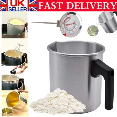 Wax Melting Pot Pouring Pitcher Jug Aluminium Candle Soap Make Thermometer 1.2L • £9.49