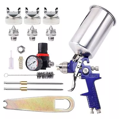 1.4/1.7/2.5MM HVLP Gravity Feed SPRAY GUN Kit Regulator Paint Primer Metal Flake • $45.99