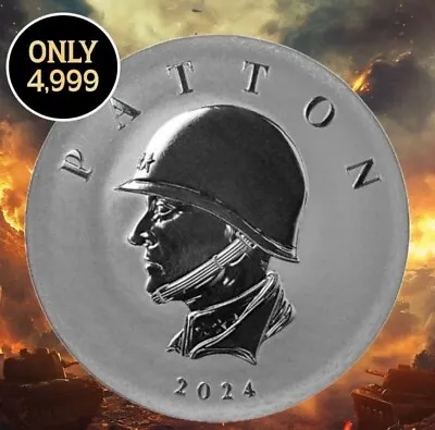 2024 - 5 Oz COMMANDER PATTON Silver Coin .9999 Fine Silver BU Commander Series • $199.99