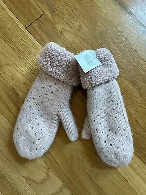 The Paper Store Women's Mittens Blush Pink  Knit/Plush Cuff NWT* Gift Idea • £12.54