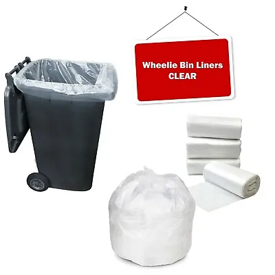 £6.15 • Buy New XXL Wheelie Bin Liners CLEAR Premium Strong Heavy Duty Rubbish Bags Refuse