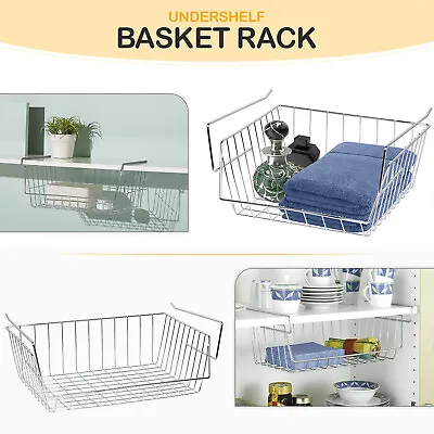 2pcs Large Under Shelf Storage Basket Rack Cupboard Organiser Kitchen Heavy Duty • £12.49