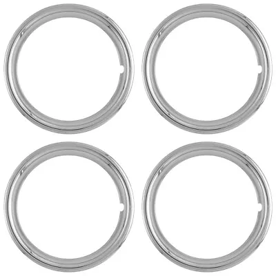 4 NEW 15' CHROME Steel Wheel Trim Rings Beauty Rims Glamour Ring Rim Edge Bands • $55.88