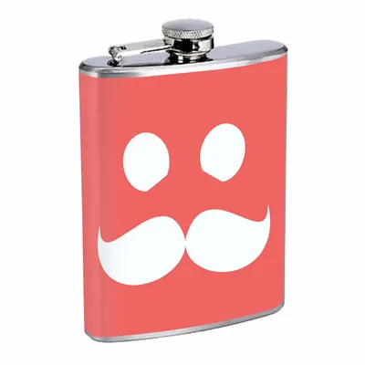 Moustache Face Em1 Flask 8oz Stainless Steel Hip Drinking Whiskey • $14.95