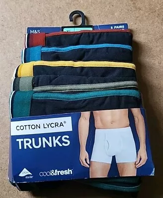 New M&S Collection Multi 5 Pairs Cotton Lycra Cool & Fresh™ Trunks Size Xlarge  • £24