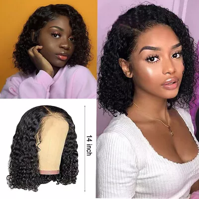 Short Bob Wigs Front Human Hair Wigs For Black Women Curly Wigs With Baby • $15.99