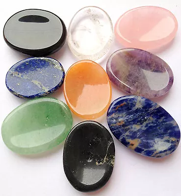 Seven Gemstone Worry Thumb Stones Crystal Healing Reiki Pocket Gemstone Energy • $19.19