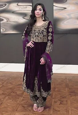 Pakistani Zari Embroidery Salwar Kameez Readymade Suits Anarkali Kurti Velvet 2 • £51.26