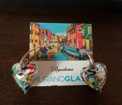 Murano Glass HEART EARRINGS Gold Foil Bronze  Italy/ NEW • $50