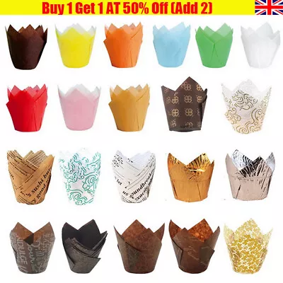 £4.39 • Buy Large Tulip Muffin Cases Cupcake Wraps Wrapper Party Supply Multiple Color XMAS