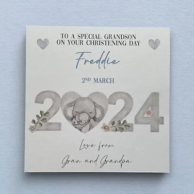 Personalised Christening Day Card 2024 Godson Grandson Nephew Son Boy Naming Day • £2.95