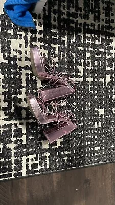 Steve Madden Manzie Metallic Pink Strappy Platforms Size 9 • $15