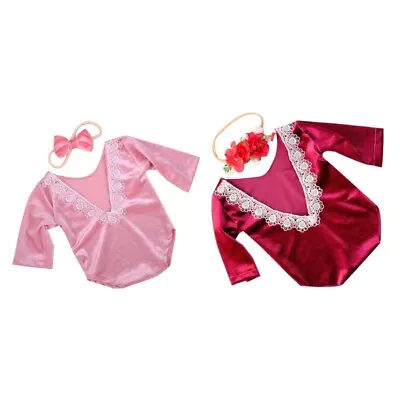 2pcs Shower Long Jumpsuit Onepiece Headwrap Baby Photography Outfit • $20.12