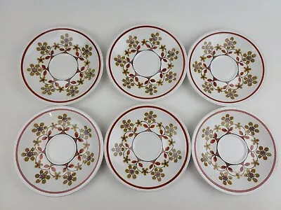 Vintage Mikasa Cera Stone Carnival Pattern Set Of 6 SAUCERS - 6-1/4  Diameter • $23.77