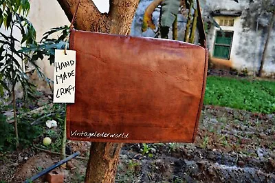 Men's Real Leather Vintage Laptop Messenger Shoulder Briefcase Satchel Bag • £37.80