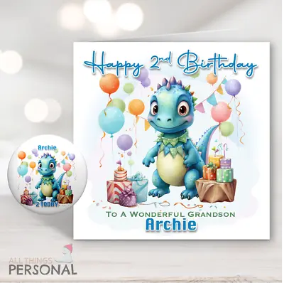 Personalised Dinosaur Birthday Card Son Grandson 1st 2nd 3rd 4th 5th Boys Card • £4.99