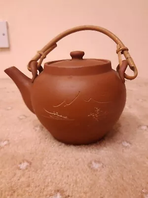 Yixing Red Terracotta Clay Teapot With Diffuser Bamboo Handle • £7