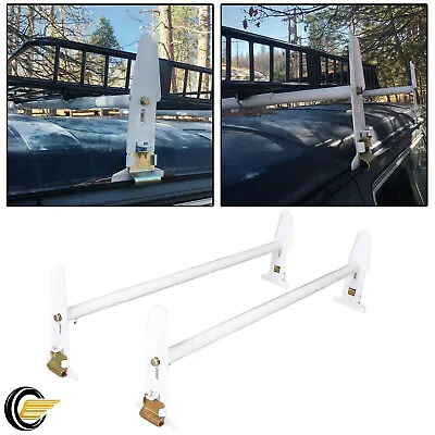 77  Adjustable Van Roof Ladder Rack 500LB 2 Bar For Chevy Ford E350 GMC Express • $60