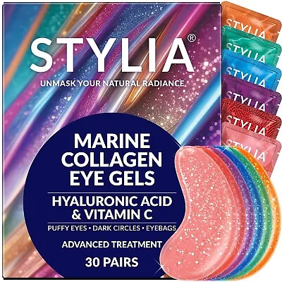 Under Eye Patches For Dark Circles Puffy (30 Pairs) Marine Collagen Vitamin C • $11.50