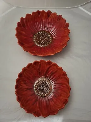 Lot Of 2 - MAXCERA SUNFLOWER FLOWER SHAPED Dish Bowls - RED • $38.99