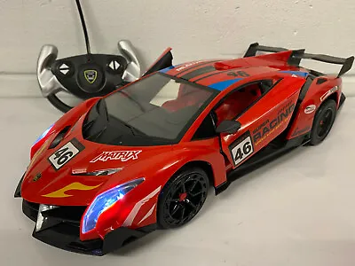 Large Lamborghini Remote Control Car Red Rechargeable Led Light Rc Opening Doors • £31.99