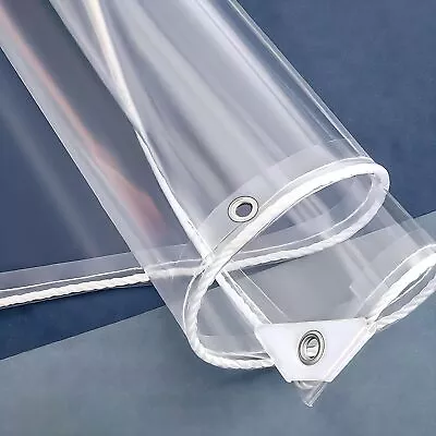 16oz Clear PVC Vinyl Tarp Clear Tarp Waterproof Clear W/Grommets Raincloth Cover • $16.95