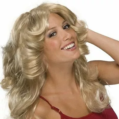 $19.45 • Buy DEJA VU WIG Blonde Hippie Costume Disco 70s 80s Farrah Feather Angels Curl Retro