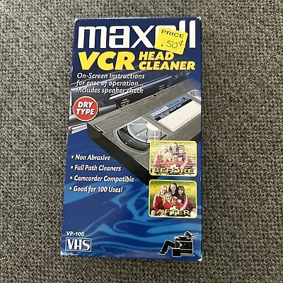 Maxell VCR Head Cleaner  Camcorder Compatible VHS VP-100 Dry Tape • $7.99