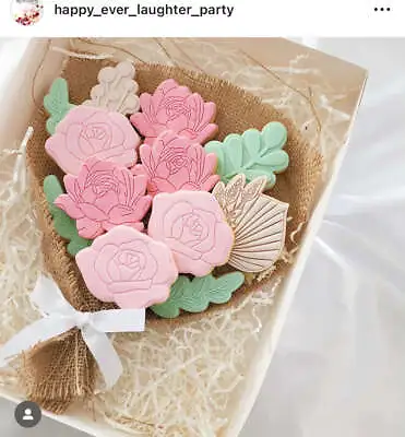 Flower Bouquet Set 3- Mother's Day Cookie Cutter Debossers Leaf Square Vase • $9.63