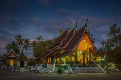 Wat Xieng Thong Temple Of The Golden City At Twilight Laos Photo Poster 36x24 • $13.98