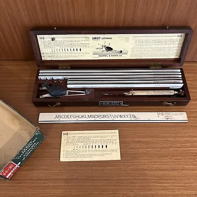 VNTG K&E Leroy Lettering Set Drafting Templates Wood Case ~ Incomplete See Pics • $79.99